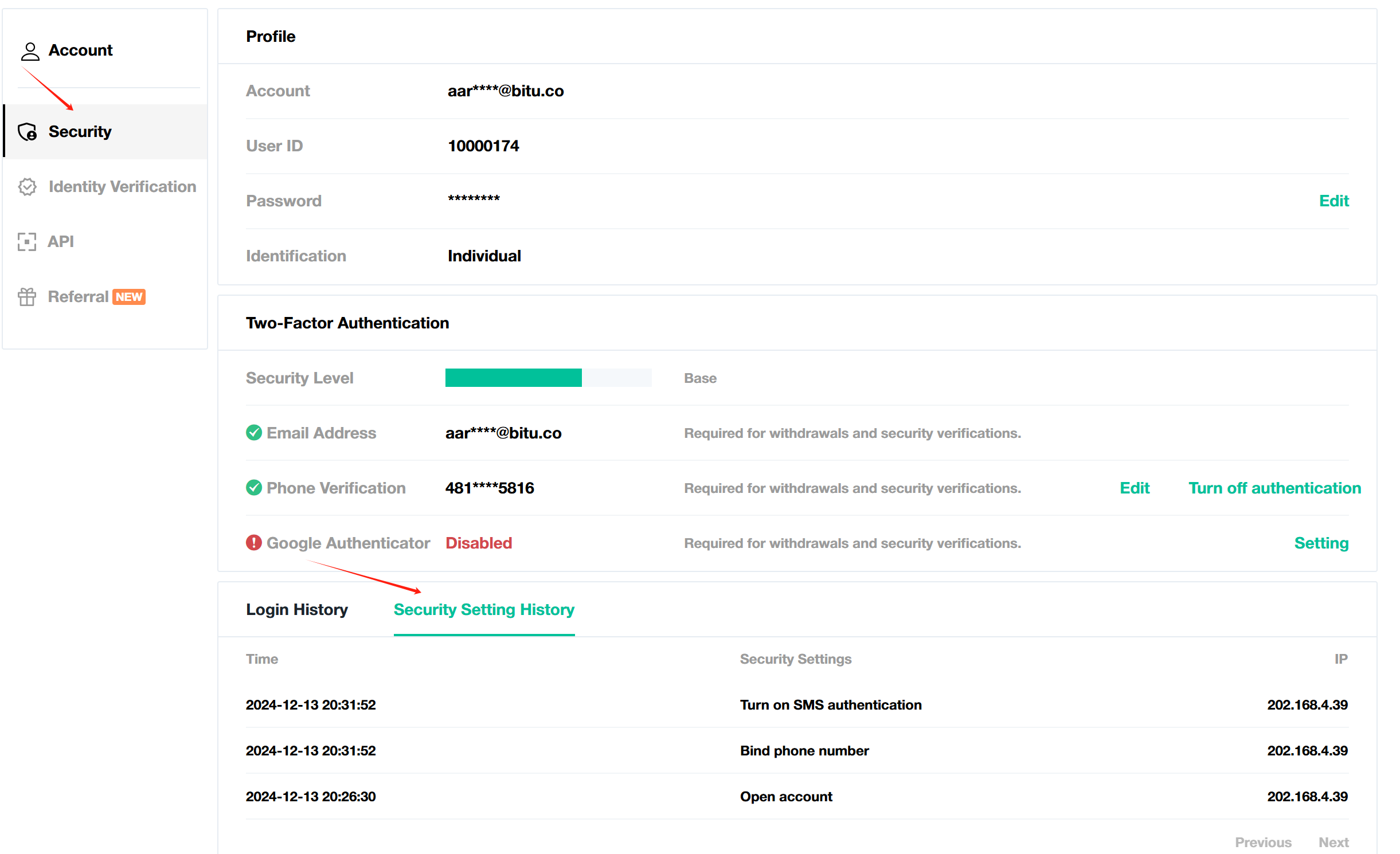manage login history