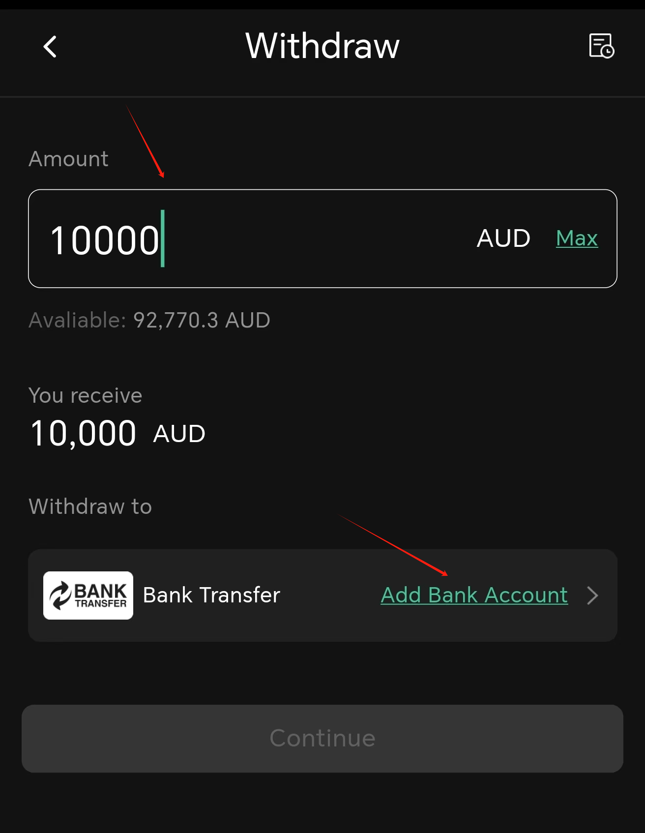 withdraw AUD app1