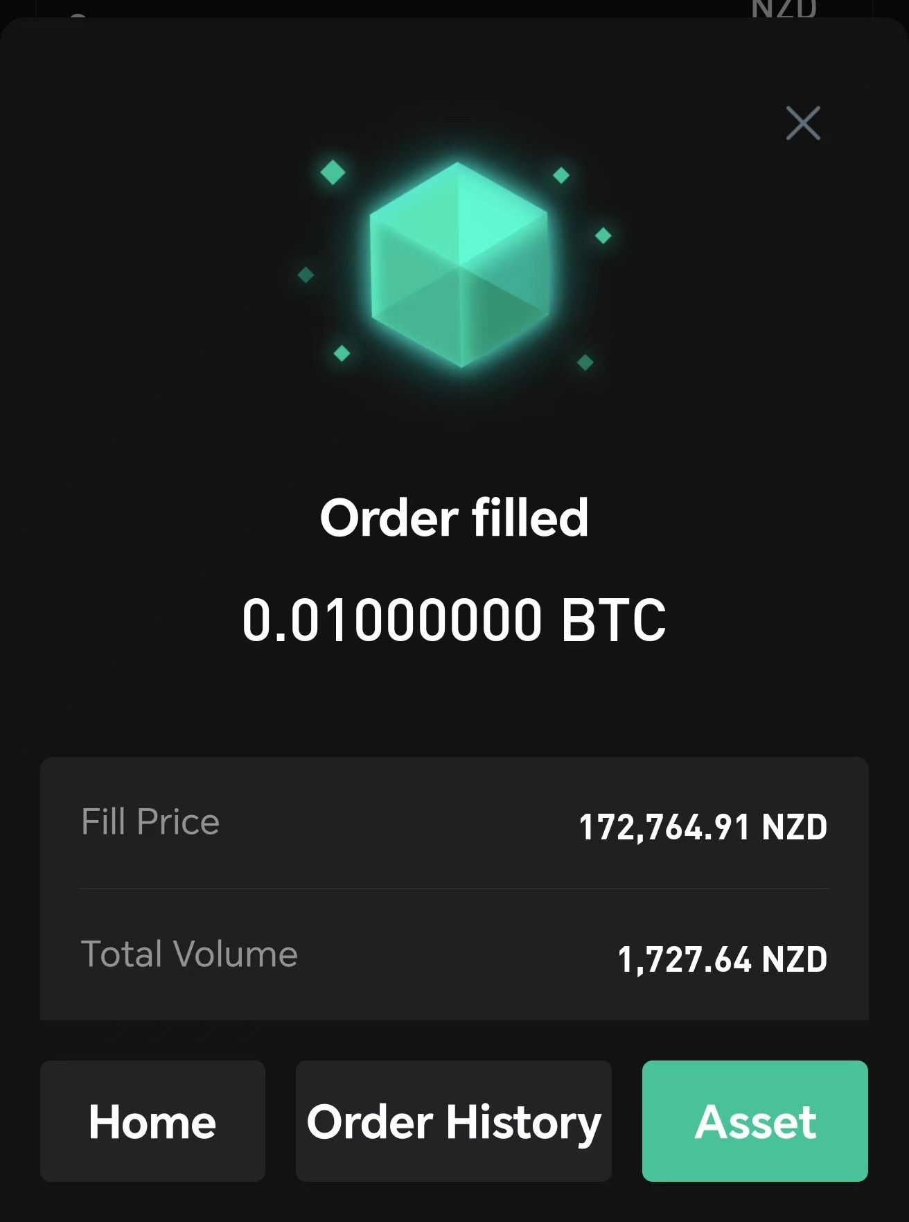 Order filled sell
