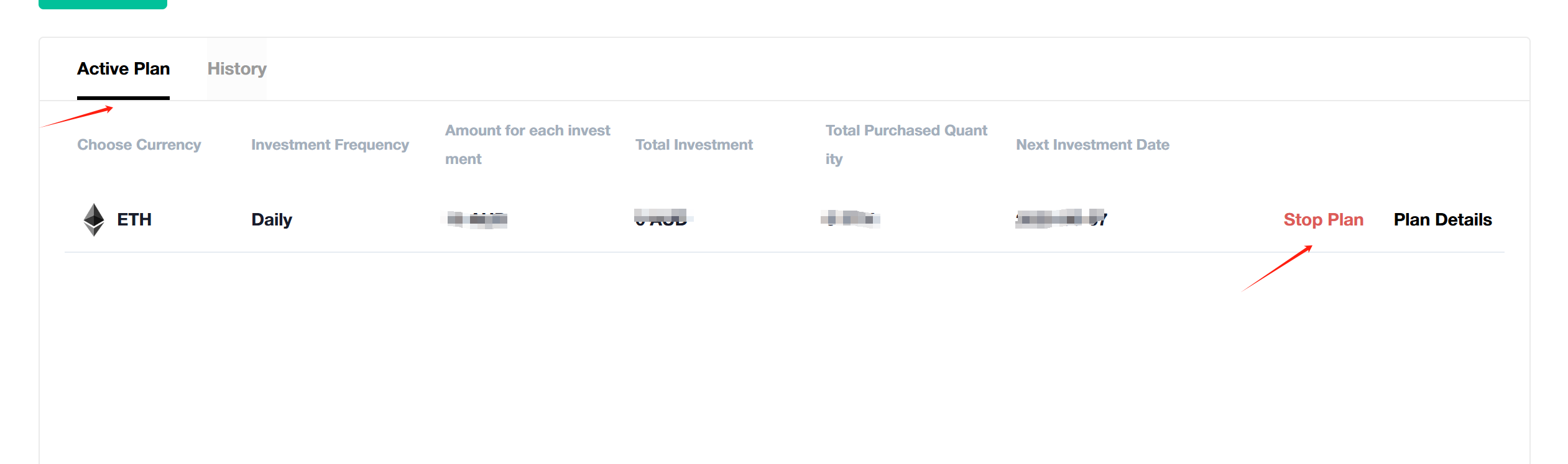 Recurring buy active plan on web