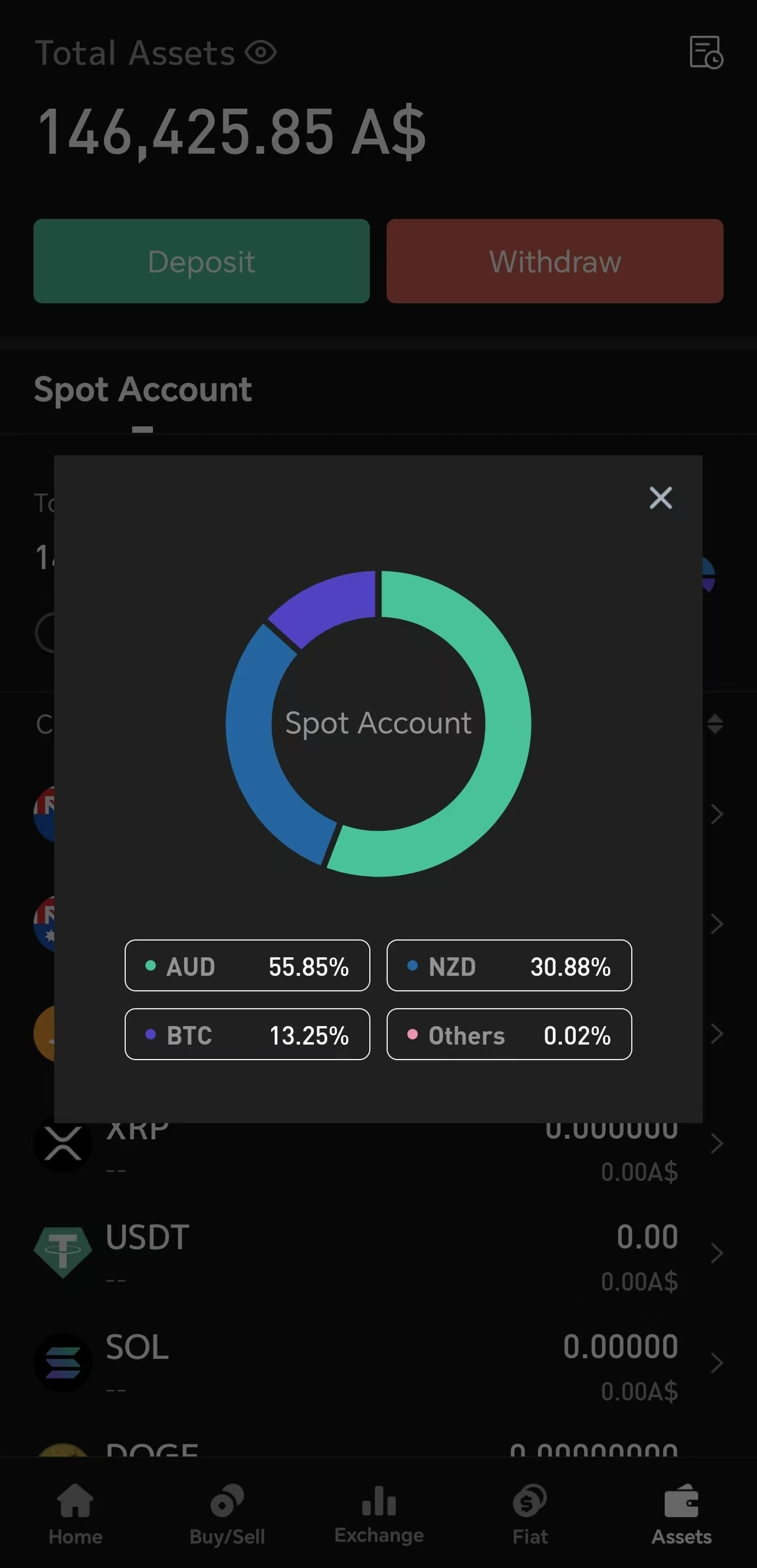Select crypto in app